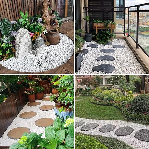 10lbs White Pebbles for Landscaping, 3/8inch Small Rocks for Succulent Cactus Planters, Natural Polished Pebbles, River Rocks for Plants, Vases, Garden