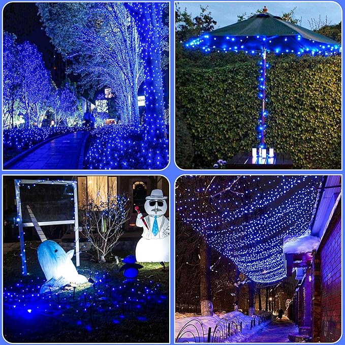 2 Pack Solar String Lights for Outside, Each 40Ft 120 LED Solar Lights Outdoor, 8 Modes Waterproof Solar Powered Fairy Twinkle Light for Backyard Patio Tree Party Garden Decoration, Blue