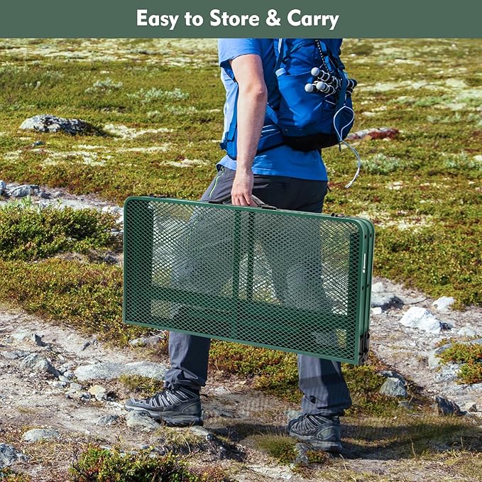 Square Folding Table, Easy for Storage, Compact and Portable Picnic Table for Grill, Outdoor Camping, Garden, Patio, Dining, BBQ, Party, Market and Card Table, 27.2 L×27.2W inches