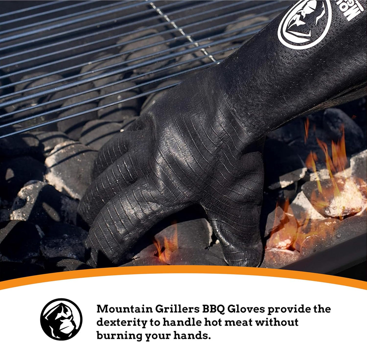 Mountain Grillers Extreme Heat Resistant Gloves for Grill BBQ High Temperature Fire Pit Gloves Barbecue Cooking, Smoker, Oven, Fryer, Grilling Waterproof, Fireproof Oil Resistant Neoprene Coating 14in