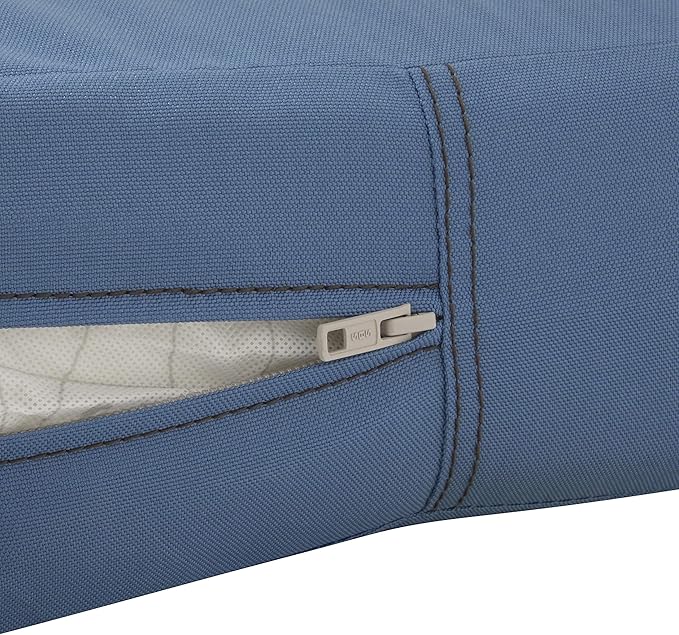 Classic Accessories Ravenna Water-Resistant 21 x 19 x 5 Inch Patio Seat Cushion, Empire Blue, Patio Loveseat Cushion