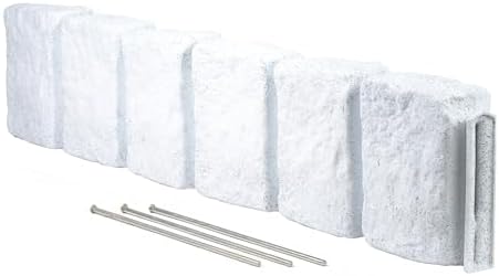 Beuta Landscape Edging | Garden Edging Border | Faux Stone Block XL for Lawn Edging, Flower Beds & Yard Edging – 1 Pack | Each Section Has 6 Blocks 48" L x 4" W x 9.5" H | 3 Spikes | Limewash