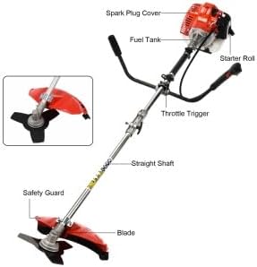 Gas Weed Wacker Cordless 2 in 1 String Trimmer, 52cc 2 Cycle Weed Eater with Anti-Slip Handle Brush Cutter Garden Tools Edger Lawn Tool (Red)