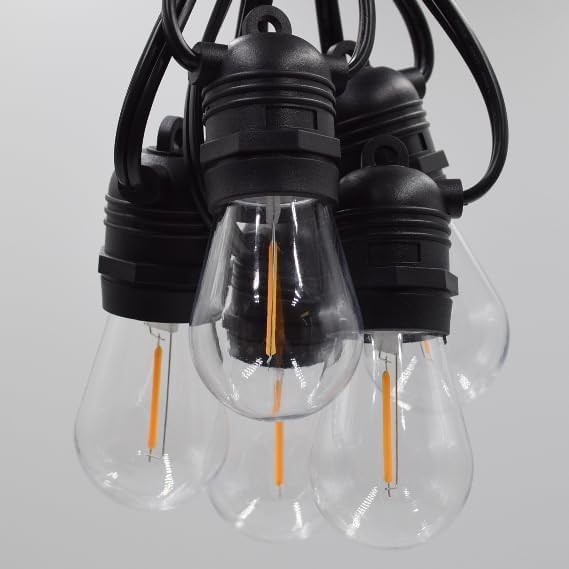 Hometown Evolution, Inc. E26 Commercial String Lights with 16 Gauge Wire (S14 LED Plastic, 50 Foot 25 Socket)
