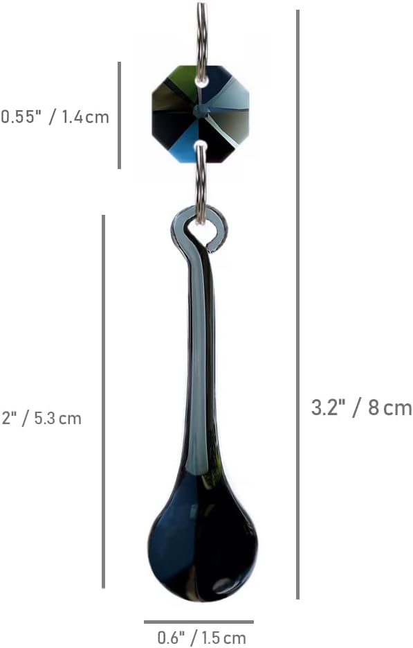 12pcs Raindrop Crystal Chandelier Prisms Parts, 53mm Hanging Crystals Beads for Chandeliers, Home Decoration (Transparent Black)