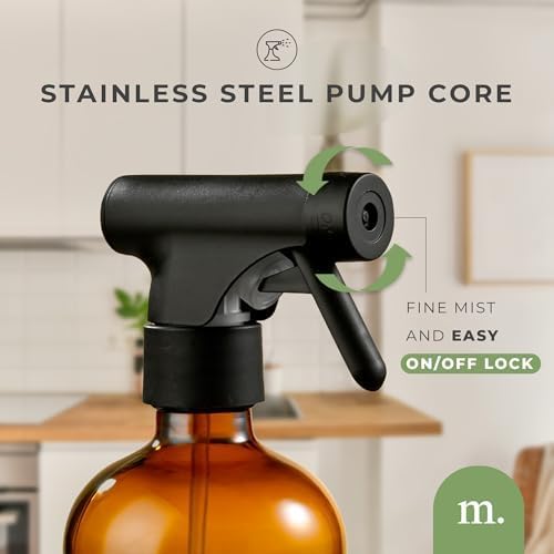 MaisoNovo Glass Spray Bottle - 16.9 fl oz Amber x 2 with 16 Labels