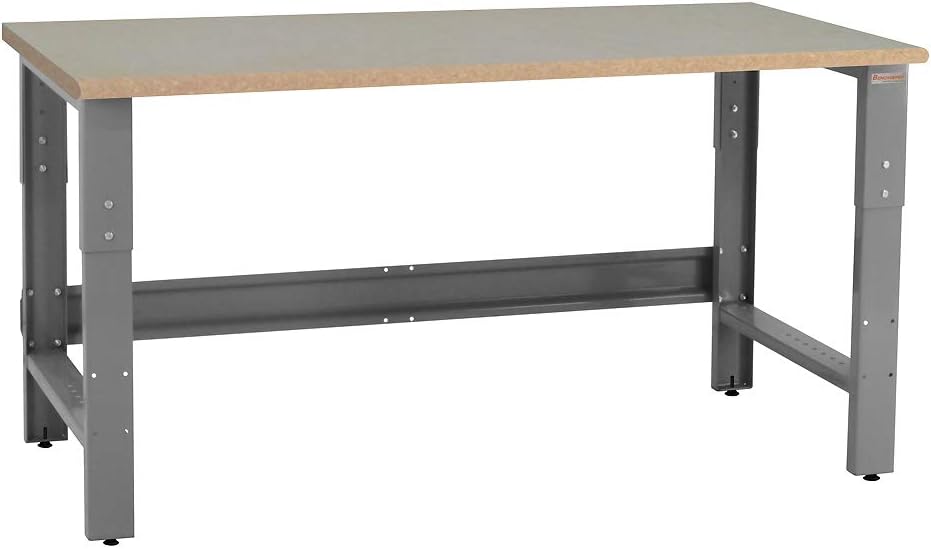 Table & Workbench: 1" Thick Particle Board Top, Height Adjustable Bench - 30" D x 48" L x 30" - 36" H - by BenchPro