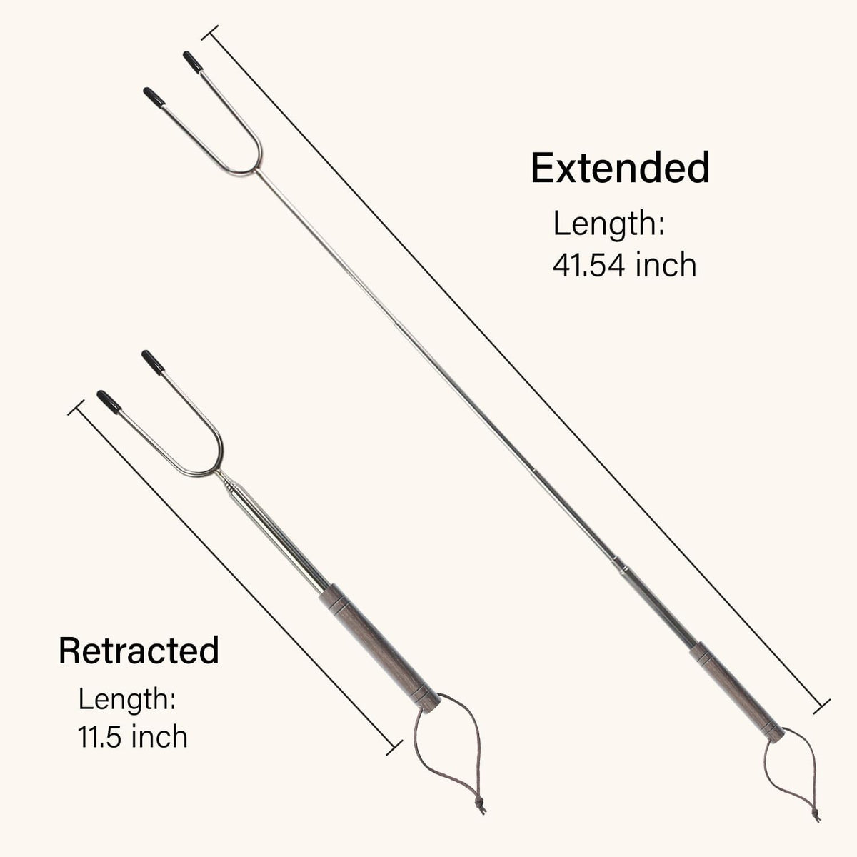 Marshmallow Roasting Sticks for Fire Pit with Wooden Handle, 41 Inches Long, Telescoping SUS304 Stainless Steel Marshmallow Skewers, Extendable Hog Dog Campfire Roasting Sticks, Camping Accessories