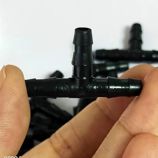 Barbed Connectors Drip Irrigation, 1/4" Universal Barbed Tee Fittings(100pcs 1/4" Tee Fittings)