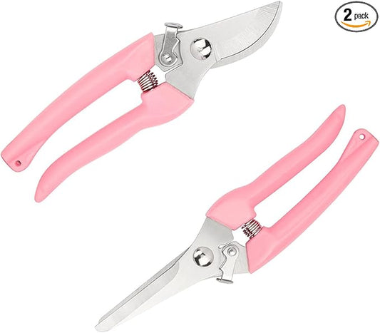 2pcs Garden Flower Shears Pruning Shears 6.9 inches Scissors Lightweight Plant Scissors for Cutting Flowers, Trimming Plants, Bonsai, Fruits Picking