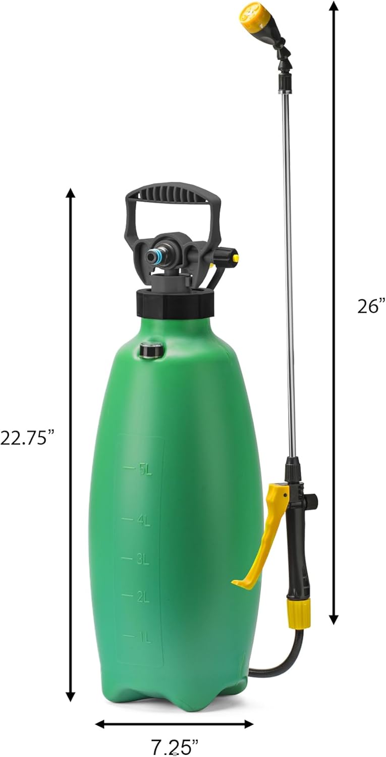 Aussie EzySpray™ 1.3 Gal No-Pump Garden Sprayer – Power Pouch™ Self-Pressurizing, Handheld with 4 Spray Patterns, Comfort Grip Wand, Chemical & Water Use