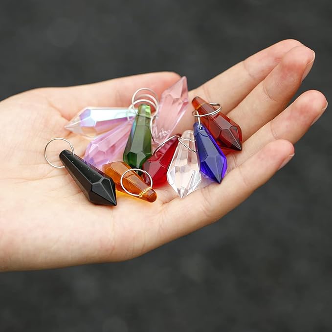 HDCRYSTALGIFTS 50pcs 38mm Crystal Icicle Pendant Chandelier Prisms Drops Lamp Candle Holders Curtain DIY Parts(Multi-Color)