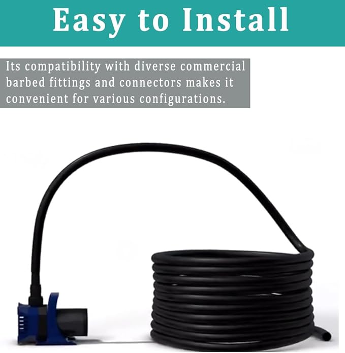 3/4" id - 10ft Black Vinyl Tubing Flexible PVC Tube Hybrid Hose Transfer Water Fuel Gas for Pond Fountain Garden Waterfall, Durable and Safe, with 2 Hose Clamps