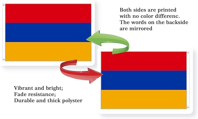 Armenia Flag 5x8FT Armenian National Polyester Flag With 2 Grommets For Patriotic Armenian Themed Festival Events Party Decoration(Armenia, 5x8FT)