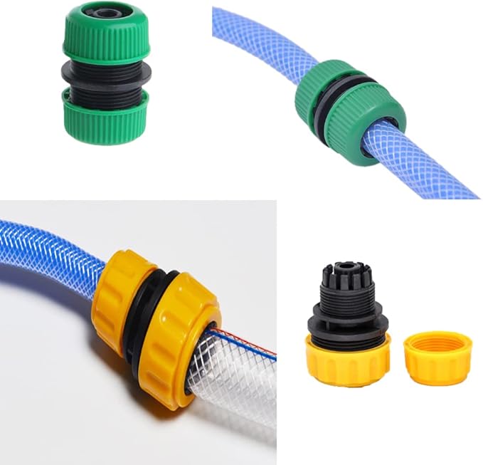 6 Pack Hose Connectors Quick Connect Kit Coupler Repair Irrigation Fitting 1/2" to 1/2" and 1/2" to 3/4" Coupling Joints for Water Pipe Extension Garden Drip Tubing Connector Adapter Extender