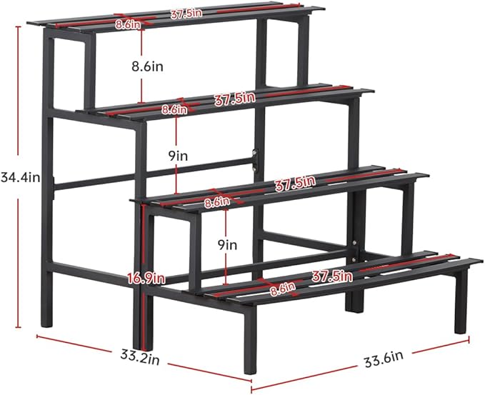 Aluminum Plant Stand - Indoor & Outdoor Ladder Display Shelf for Plants - Sturdy Space-Saving Utility Organizer for Patio, Balcony & Garden (4-Tier)