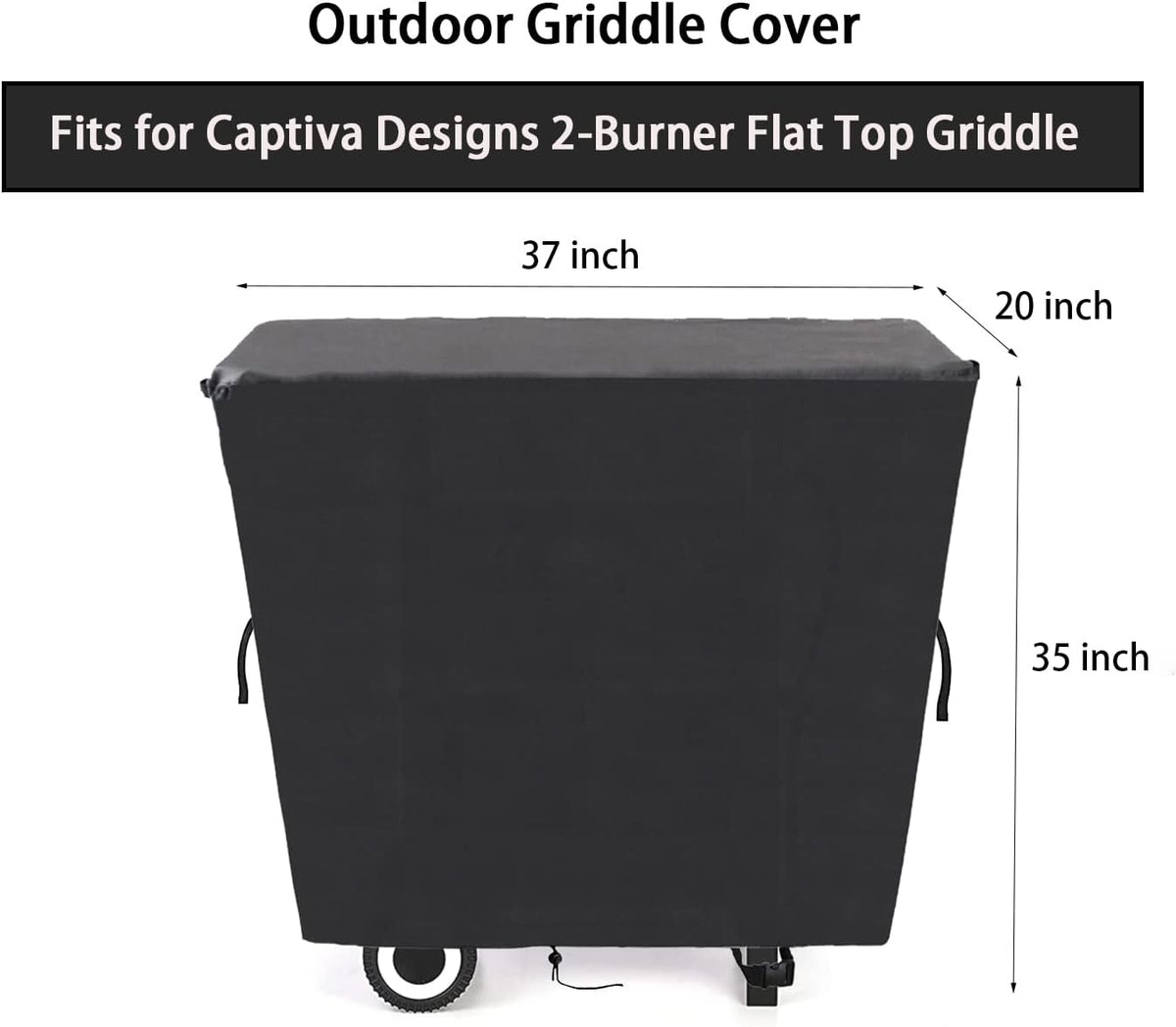 Kingling Grill Cover Fits for Captiva Designs 2-Burner Propane Gas Grill, Waterproof Heavy Duty Barbecue Griddle Cover - 37''x20''x35''