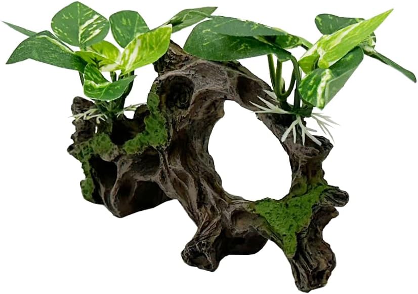 Smoothedo-Pets Fish Tank Decorations Aquarium Decor Ornaments Betta Silk Leaf pad Hammock Artifical Driftwood Cave Goldfish Bowl Accessories (Type-H)