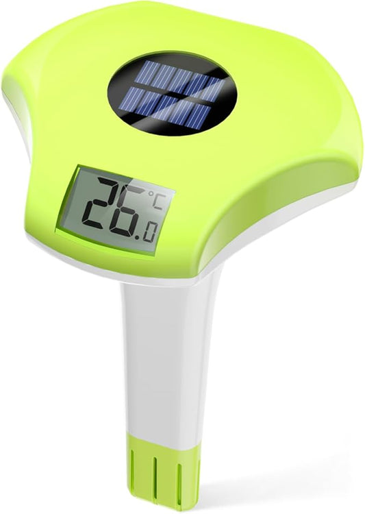 BALDR Pool Thermometer Floating Easy Read, IPX8 Waterproof, Solar Powered Digital Pool Thermometer with LCD Screen,Suitable for Swimming Pool/Hot Tub/Hot Spring/Aquarium (Green)