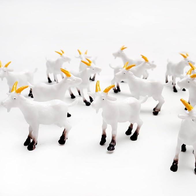 Aydinids 25 Pcs Miniature Goat Figurines Mini Resin Lamb Miniature Lamb Figure Plastic Farm Animal Model for Succulent Planter Moss Landscape DIY Terrarium Fairy Garden