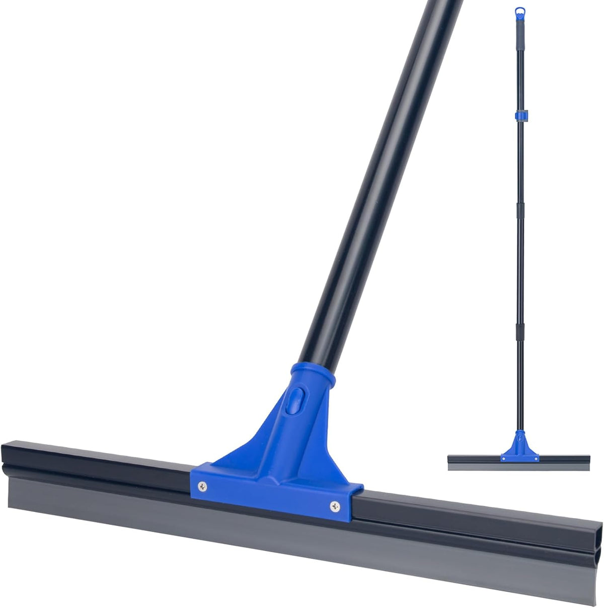 Floor Squeegee with Telescopic Long Handle 59'', Heavy Duty 18" Rubber Wiper Broom for Concrete, Bathroom Tile, Garage, Deck