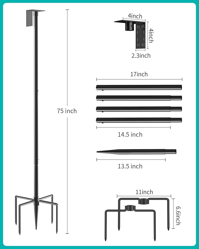Bird Feeder Pole – 75 Inch Height Bird House Pole with 1-Inch Dia Heavy Duty for Birdfeeders, Feeding Stand with Mount Kit for Outdoor, Slip-Fit Connection