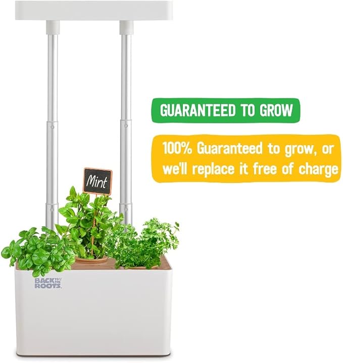 Back to the Roots Hydroponic Grow Kit, Indoor Garden with Light (Matte White), Organic Seeds Included, Gardening Gift, Everything Included