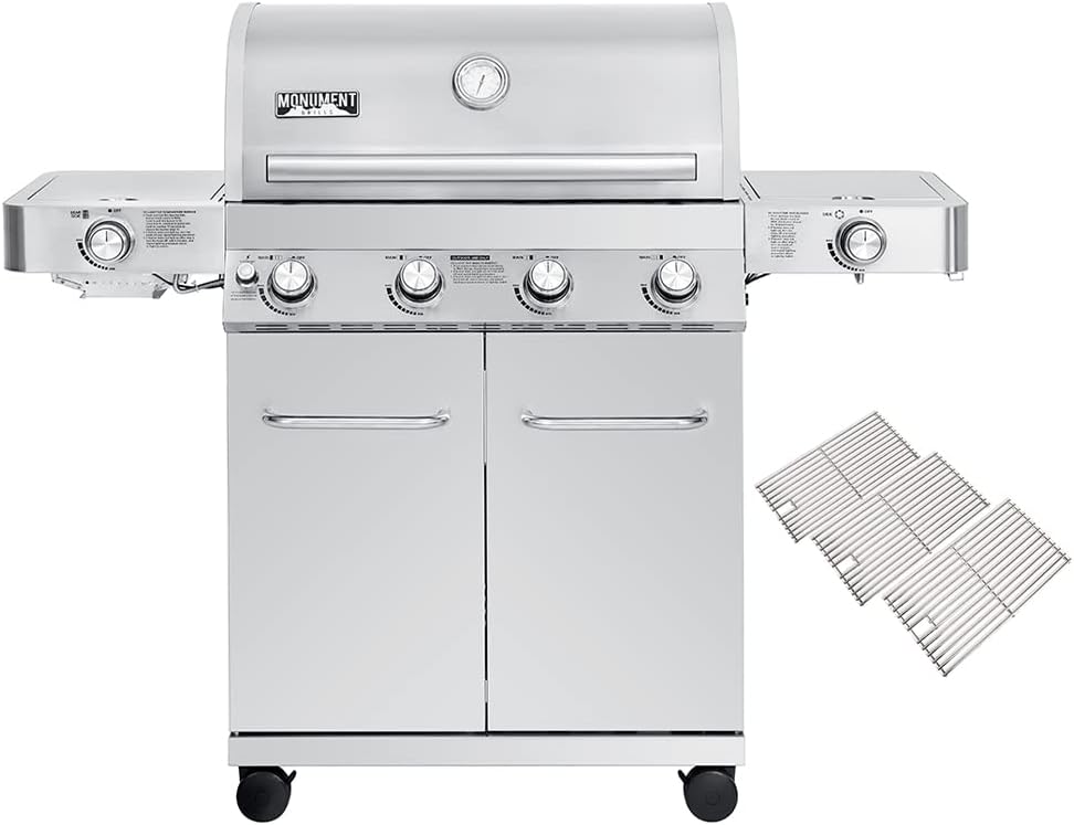 Monument Grills Larger 4-Burner Propane Gas Grills Stainless Steel with Cooking Grids(2 Items)