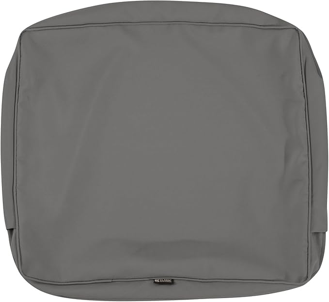 Classic Accessories Montlake Water-Resistant 23 x 20 x 4 Inch Patio Lounge Back Cushion, Light Charcoal Grey, Outdoor Loveseat Cushions