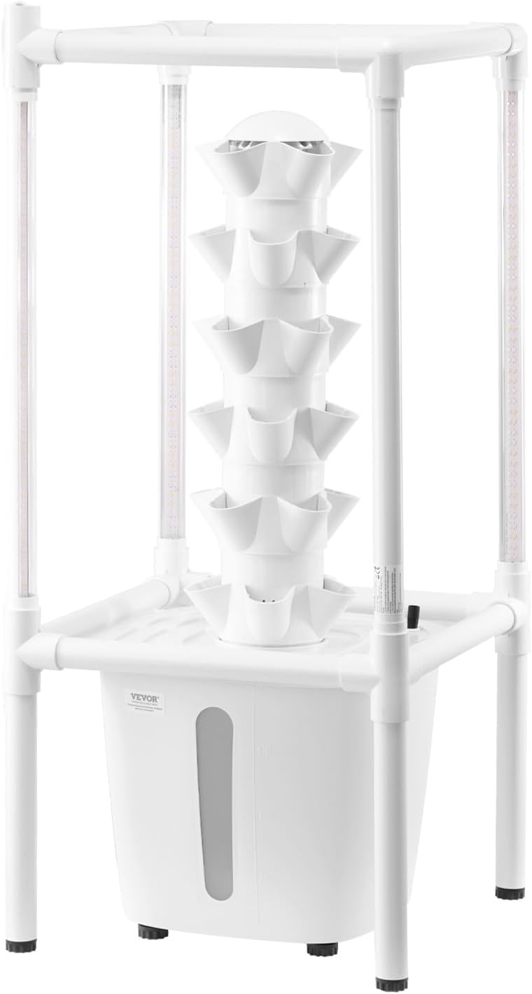 VEVOR Hydroponic Growing System with Grow Light, 30 Pods Vertical 6 Tiers Hydroponic Tower, Home Hydronic Garden with Water Pump, Plants Germination Kit for Indoor Herbs, Fruits and Vegetables