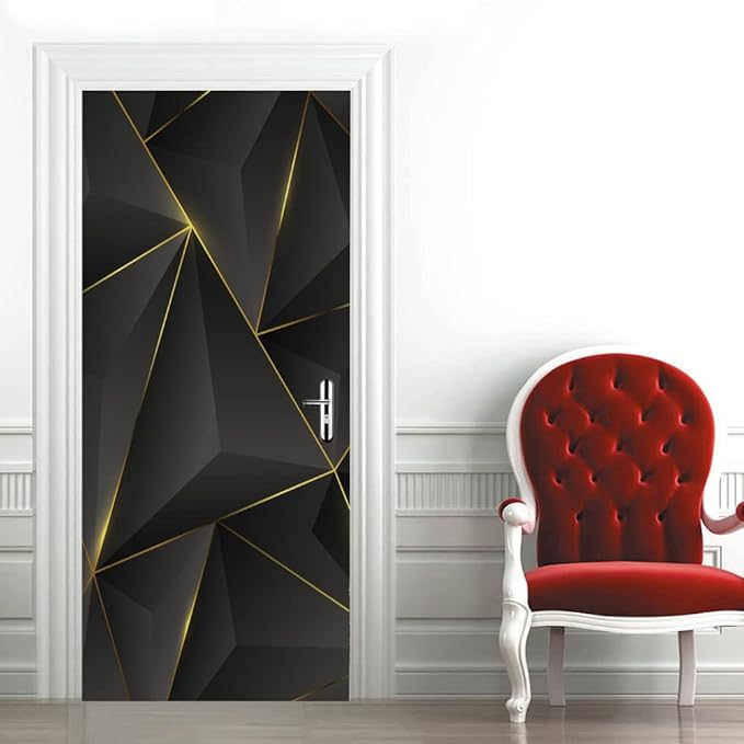 3D Door Sticker Mural - Realistic Black Bubble Theme - Waterproof PVC - Matte Finish - Peel & Stick - Removable - 37.4 x 82.7 inch - For Door & Wall