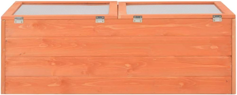 Wooden Garden Portable Greenhouse Sturdy Cold Frame Raised Plants Bed Protection with 2 PC Boards and Openable Top Door Raised Flower Planter Box 39.4"x19.7"x13.4"