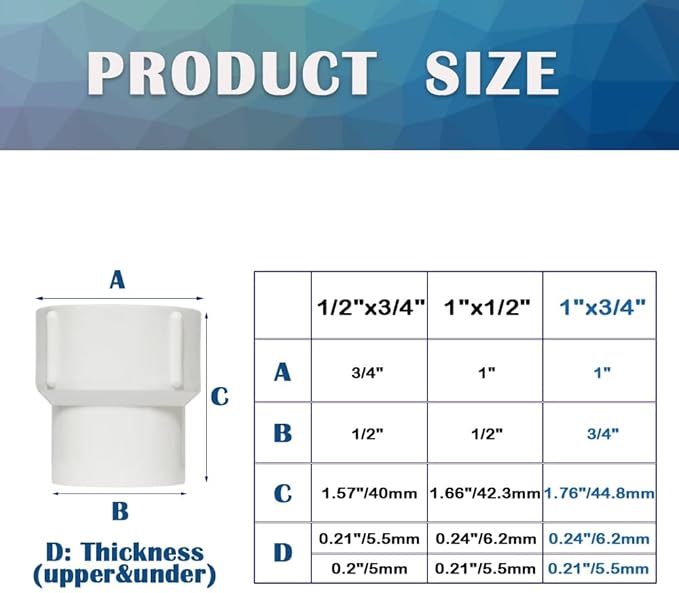 8PCS 1 to 3/4 Inch Double Female Threaded PVC Adapter Pressure Fittings 1" to 3/4" Female to Female Thread Coupling Pipe Fitting Connector for Garden Works HE046-1x3/4
