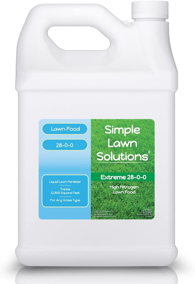 Maximum Green & Growth Fertilizer High Nitrogen 28-0-0 Lawn Food Liquid Fertilizer- Spring & Summer- Any Grass Type- Simple Lawn Solutions - Concentrated Quick & Slow Release Blend (1 Gallon)
