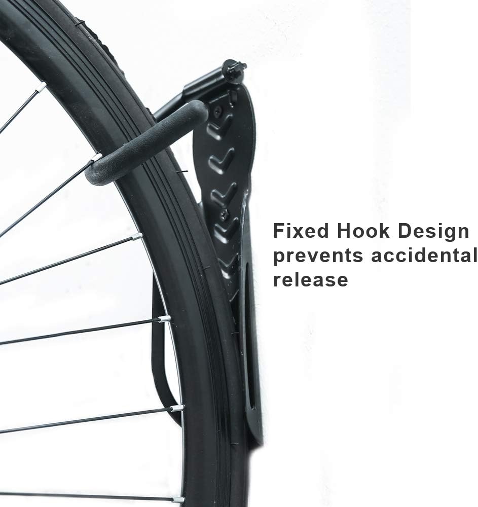 Wallmaster Bike Storage Rack for Garage, Wall Mount Bicycles Hanger with Tire Tray, 2-Pack Bike Storage System Vertical Bike Hooks