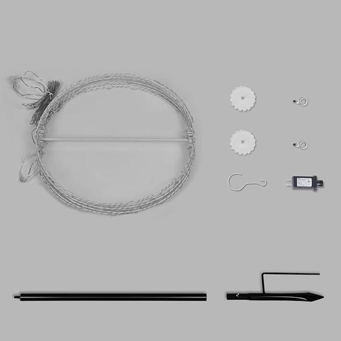 Christmas Ball Light Sphere, 16IN 128LED Hanging Tree Light and Pathway Lights with Hook and Stake, Foldable Metal Frame Light Ball for Outdoor Garden, UL Listed, White Frame, Warm White