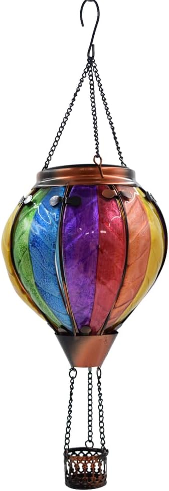 Hot Air Balloon Solar Lantern with Flickering Flame Hanging Solar Lanterns Outdoor Lights Waterproof Lanterns Decorative Garden Patio Yard Party Decor Colorful + Sunflower