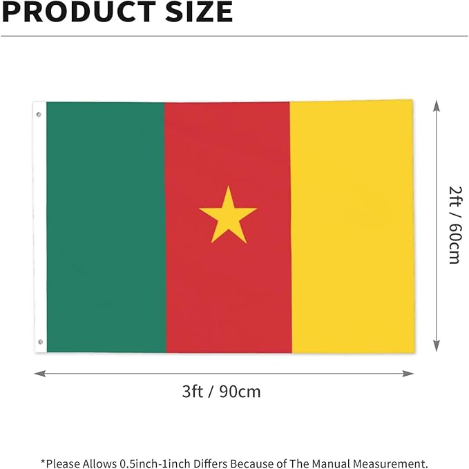 Cameroon Cameroonian Flag Garden Yard House 2x3 ft Flags Double Sided Print Banner Indoor Outdoor Party Home Decorations for Boat Dorm House Balcony