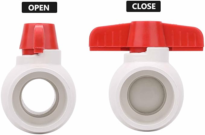 2Pcs 1-1/4" PVC Ball Valve Water Pipe Shut-off Valve Socket with Red T-Handle for Cold Water Supply lines, Irrigation Pipe fitting System(Socket x Socket), Schedule 40