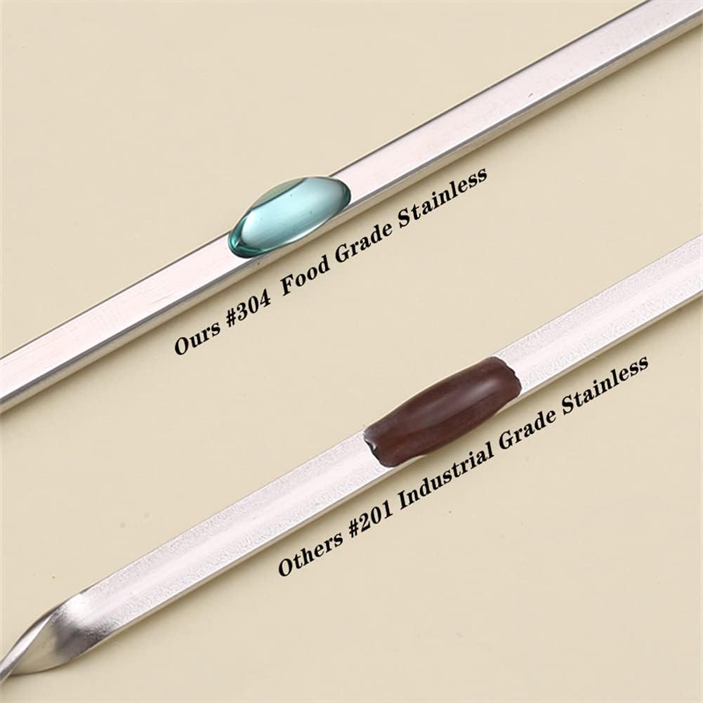 12PCS Kabob Skewers Flat Metal Stainless Steel BBQ Barbecue Skewer 14" Anti-Roll Heavy Duty Shish Kebob Sticks Wide Reusable Grilling Skewers Set for Meat Shrimp Chicken Vegetable Kebab Fork Sausage…