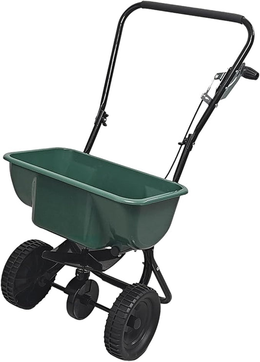 60LB Walk-Behind Broadcast Spreader for Seed,Fertilizer,Salt,Ice Melt, Fertilizer Spreader with Adjustable Drop Rate, Seed Spreaders for Lawns