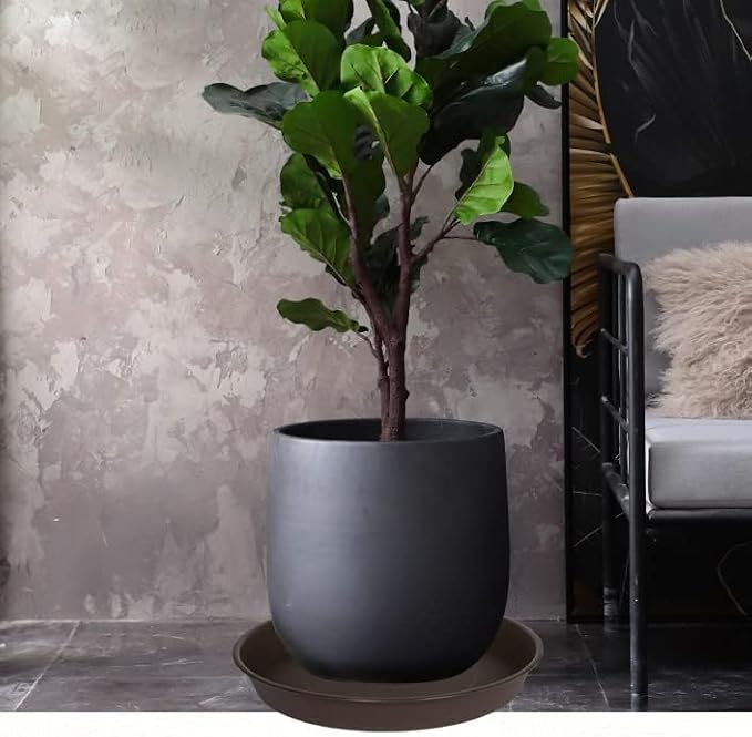 2 Pack of Plant Saucer 20 22 inch (19.5 Inch Base), Deep Heavy Duty Plastic Plant Saucers 20" Round, Flower Plant Trays for Indoors Outdoor, Plant Drip Tray for Planter 18-22" (Chocolate Brown)