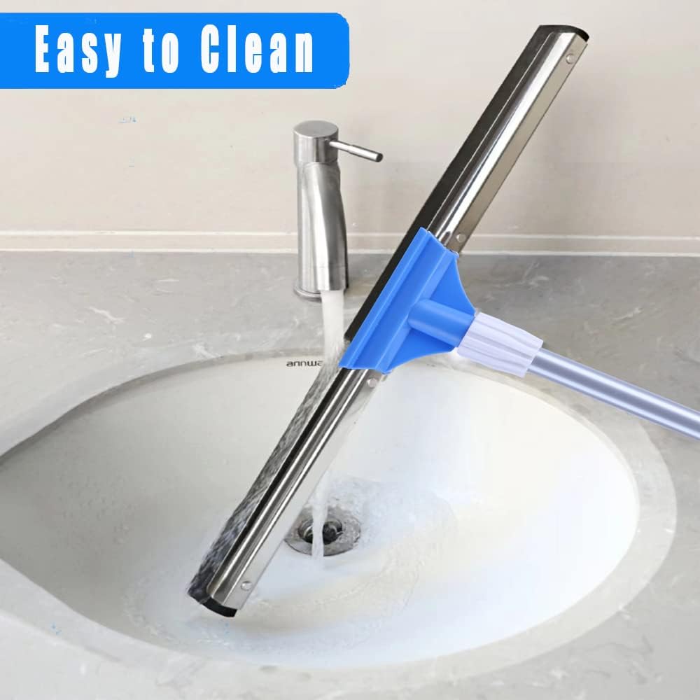 Floor Squeegee for Concrete Floor - 50" Squeegee Broom with Long Handle for Tile Floor, Heavy Duty Foam Floor Water Wiper for Garage, Shower, Kitchen, Windows, Glass, Carpet and Pet Hair