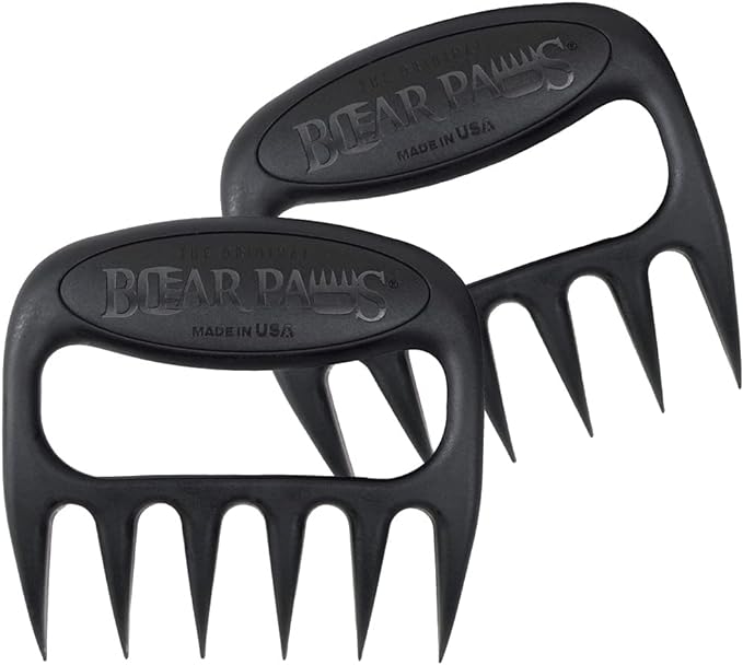 Bear Paws Meat Claws - The Original Meat Shredder Claws for Pulled Pork, USA Made - Easily Lift, Shred, Pull and Serve Pork, Chicken, Brisket and Turkey - Gift for Dad on Father's Day! (Black)