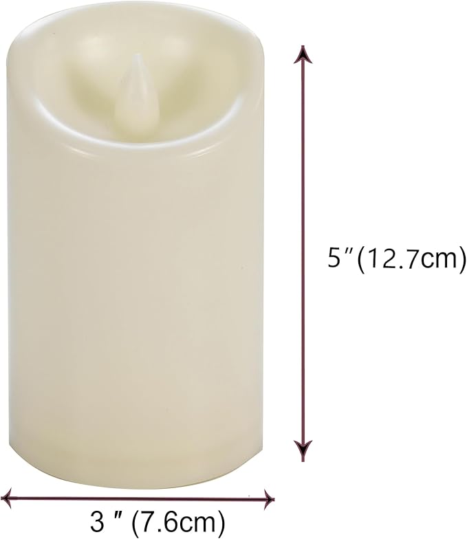 CANDLE CHOICE Waterproof Outdoor Battery Operated Flameless Candles with Timer Flickering Plastic Resin Electric LED Pillar Lights for Lantern Patio Garden Wedding Party Decorations 3x5 Inches 2 Pack