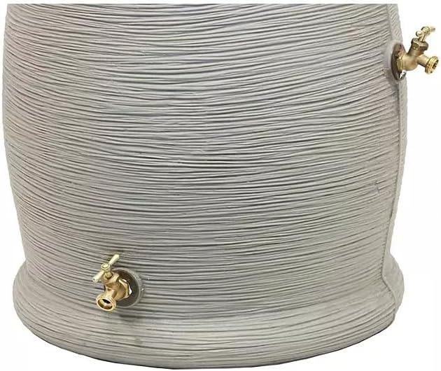 Stylish Impressions Capri Rain Saver, 50 Gallon, Sturdy Rain Barrel with Planter, Ribbed Design, Gray, with Dual Brass Spigots.