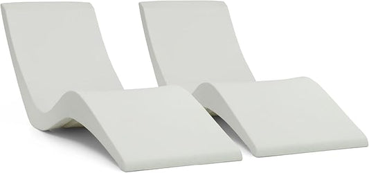 Aqua Outdoors Pool Chaise Lounge Chairs for Ledge & Shelf, Water-Weighted Pool Lounger for Depths Up to 9”, No Screw Plugs & Tools Needed, White Granite Ledge Lounger, Set of 2