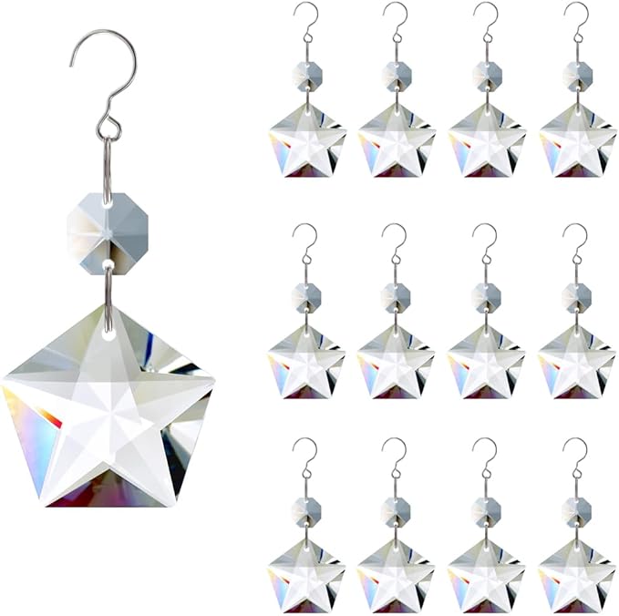 12pcs Crystal Suncatchers, Hanging Crystals Chandelier Prisms for Windows, Rainbow Maker Home Decoration