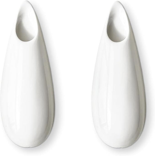 2 Pack White Ceramic Wall Vases,5.9 Inch Wall Hanging Plant Holder,Cubicle Modern Decor Plant Holder Vase for Indoor Plants, Hanging Propagation Flower Pots for Air Vases