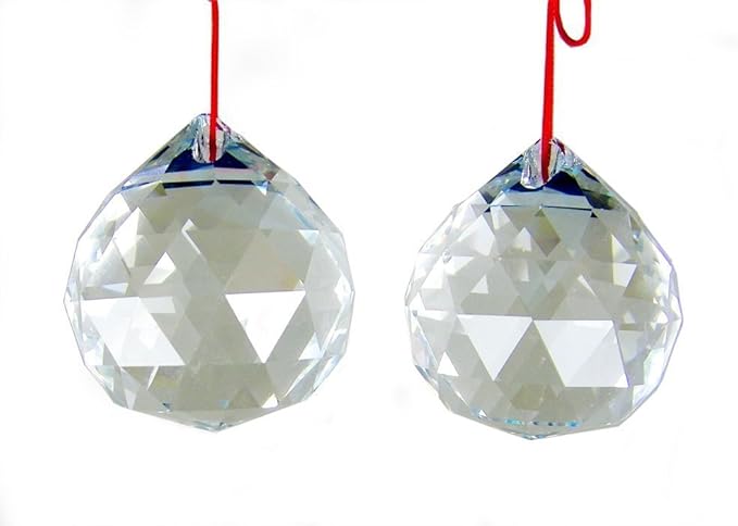 Amlong Crystal 50mm Clear Suncatcher Crystal Ball Prisms Feng Shui X 2Pcs with Gift Box